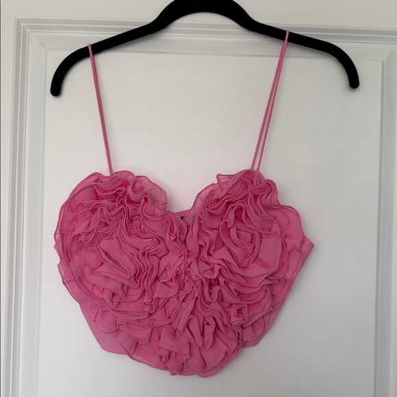 Zara Vibrant Pink Ruffle Top - Picture 1 of 3